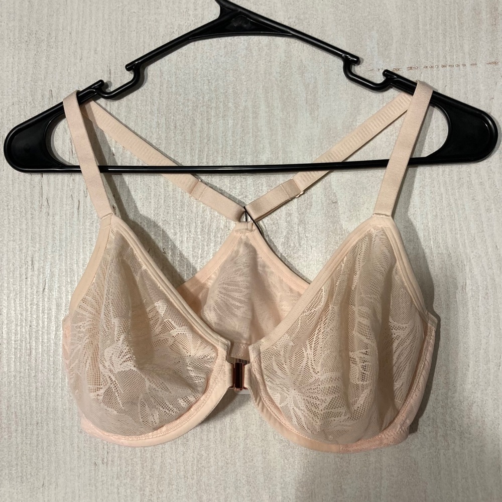 Understance Parker Lily Bra Womens 32DD Sakura Pink Lace Front Close NWT